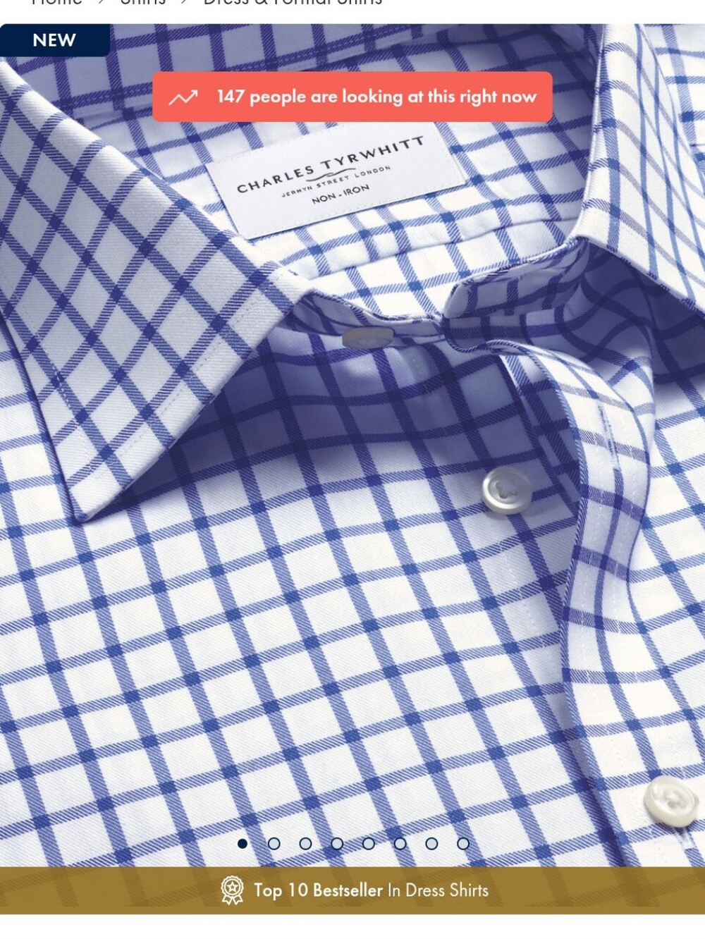 Charles Tyrwhitt Classic Non-Iron Twill Check Shirt- 17/34in